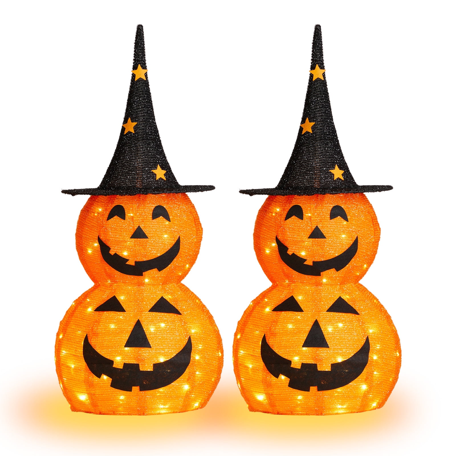 Astoutdoor 3 ft Lighted Pop-Up Pumpkin Decorations, 2 Pack, 150 LED Lights, Indoor Outdoor Holiday Decor