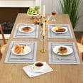 thumbnail image 5 of Placemats Set of 4, Yamaziot Double Layer Cloth Fabric Heat Resistant Place Mat, Washable Reversible Rectangle Dining Table Mats, Hollow Gray, 12"x18", 5 of 7