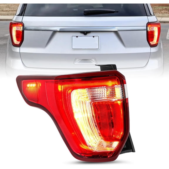 HUICHENG Tail Light Assembly for 2016-2019 Ford Explorer – w/ Bulbs & Harness – Left Driver Side