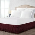 thumbnail image 1 of Multi Ruffled Bed Skirt Wine Three Quarter Size 9 Inch Tailored Drop, Soft Double Brushed Hotel Quality Microfiber Bed Skirt Luxury, Easy to Care Wrinkle & Fade Resistance, 1 of 3