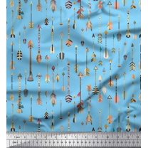 Soimoi Blue Rayon Fabric Arrow Tribal Print Fabric by Yard 42 Inch Wide