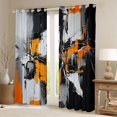 thumbnail image 2 of Homewish Orange Abstract Patchwork Blackout Curtains Set of 2 (52x84 Each),Modern Geometric Curtain, 2 of 6