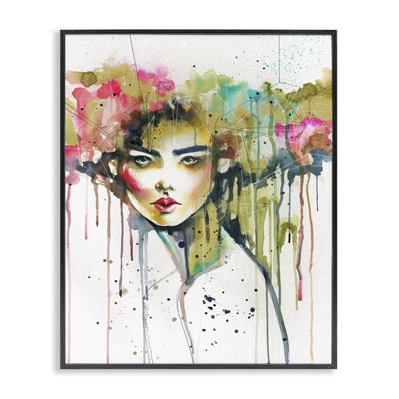Stupell Industries Eclectic Colorful Female Crown Portrait Black Framed Giclee Art, 11 x 14, by Elisaveta Stoilova