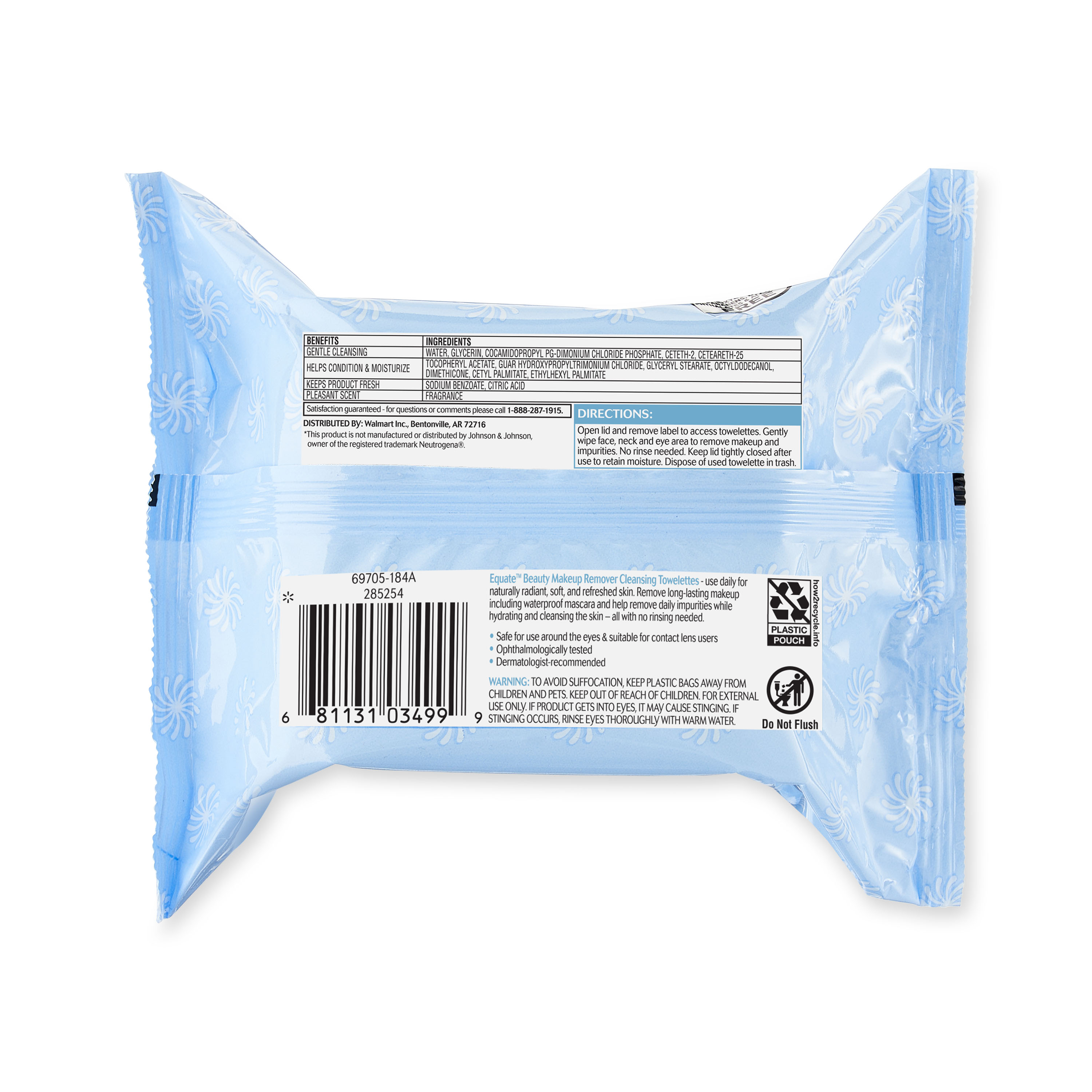 Equate Beauty Makeup Remover Cleansing Towelettes, 40 Towelettes - image 5 of 7
