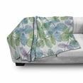 thumbnail image 3 of Floral Soft Flannel Fleece Throw Blanket, Flowers Leaves Ivy Vein Like Rainbow Ombre Colored Art Print, Cozy Plush for Indoor and Outdoor Use, 50" x 60", Fern Green Pale Blue, by Ambesonne, 3 of 6