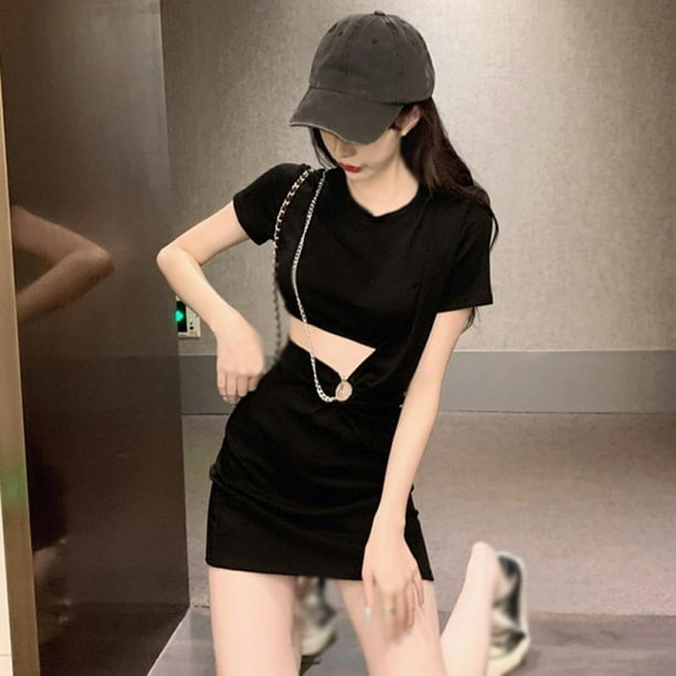 Summer Korean Temperament High Waist Tight Bag Hip Hollow Out One Piece Fashion Women S Clothing Dress Walmart