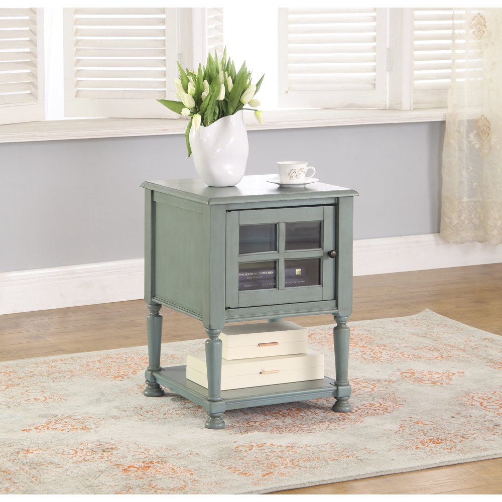 Best Master Furniture Yellowstone Teal Cottage Square Side End Table
