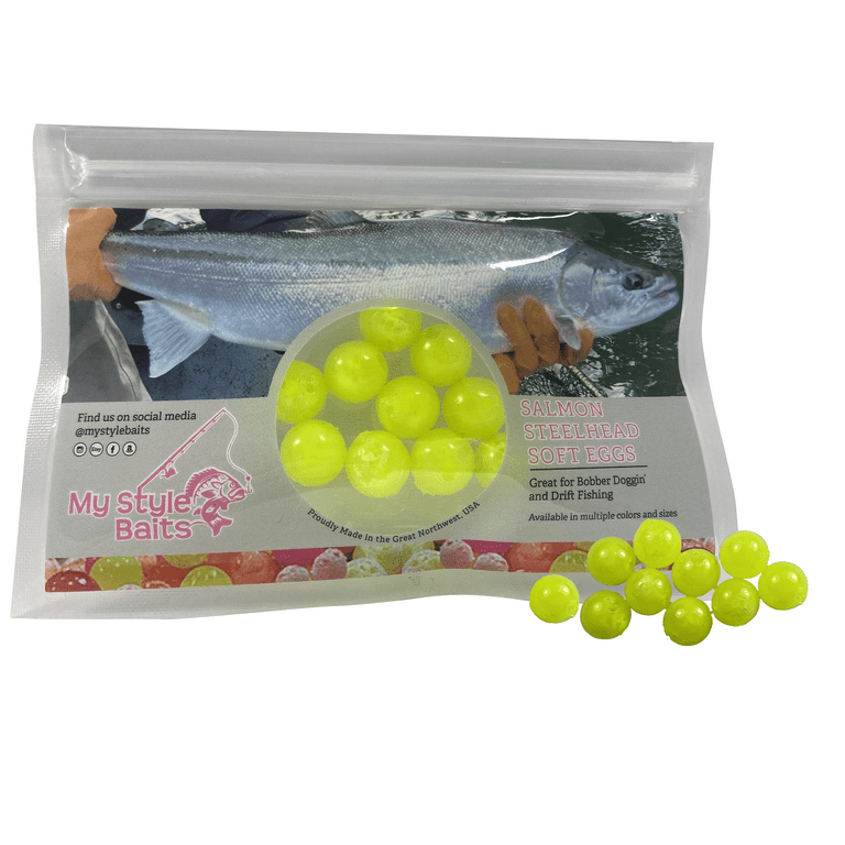 Fishing Beads Artificial Round Float Fishing Eggs for Steelhead Salmon  Trout New Charteuse Hybrid 12mm 10pcs 