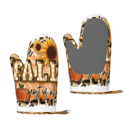 

Lafuoo I Love Fall Most Of All Pattern Silicone Anti-Scalding Gloves Hanging Rope Gloves are Suitable for Kitchen Utensils for Kitchen Baking Cooking Outdoor Barbecue
