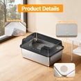 thumbnail image 4 of Memoryfield XXL Stainless Steel Cat Litter Box with Lid, High Sides, Odor-Resistant, Scoop Holder, Black, 4 of 8