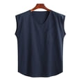 thumbnail image 3 of Aofany Men's Baggy Cotton Linen Vest T-Shirt V Neck Sleeveless With Pockets Tank Tops Blouses, 3 of 8