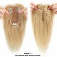 thumbnail image 2 of Benehair 100% Real Remy Human Hair Extensions Clip In Hairpiece Topper with Bang Toupee Women Hair Loss Silk Base Highlight Blonde Hair, 2 of 9