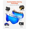thumbnail image 4 of VEVOR Frameless Ski Goggles, Magnet Cylindrical Lens with Dark Blue Revo Coating, OTG Anti fog Snow Goggles for Men Women, TPU Frame & Ventilation Structure, Fit for Skiing, Skating, Snowboarding, 4 of 9