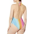 thumbnail image 3 of Rachel Roy OMBRE MULTI STRIPE Printed Halter One-Piece Swimsuit, US Small, 3 of 4