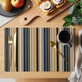 thumbnail image 2 of Black Grey Orange Striped Placemats Set of 8 Modern Stripes Art Farmhouse Place Mats Indoor Wipeable Table Mats Washable Cloth Dining Table Placemats for Kitchen Holiday Party Home Decor 13x19 Inch, 2 of 9