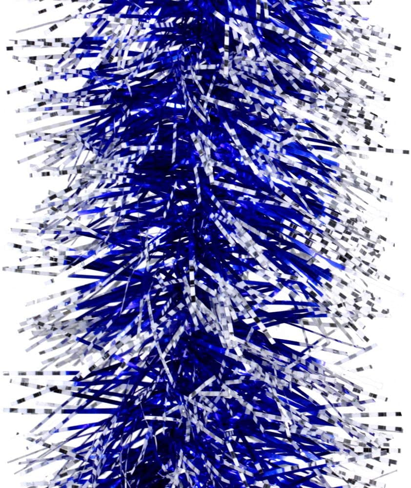6 Pcs Blue Sliver Christmas Tree Tinsel Garland Icicle Sparkly Mylar Tinsel Holiday Soft Ribbon