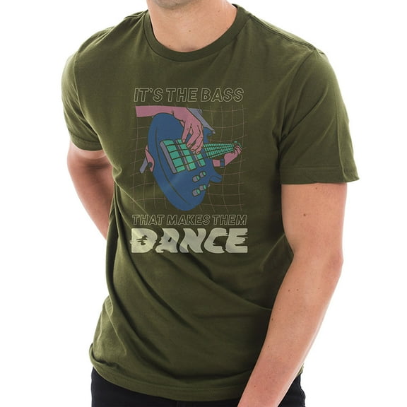 Big Size Bass Makes Them Dance Graphic Design Deluxe Jersey T-Shirt - Army Green XL