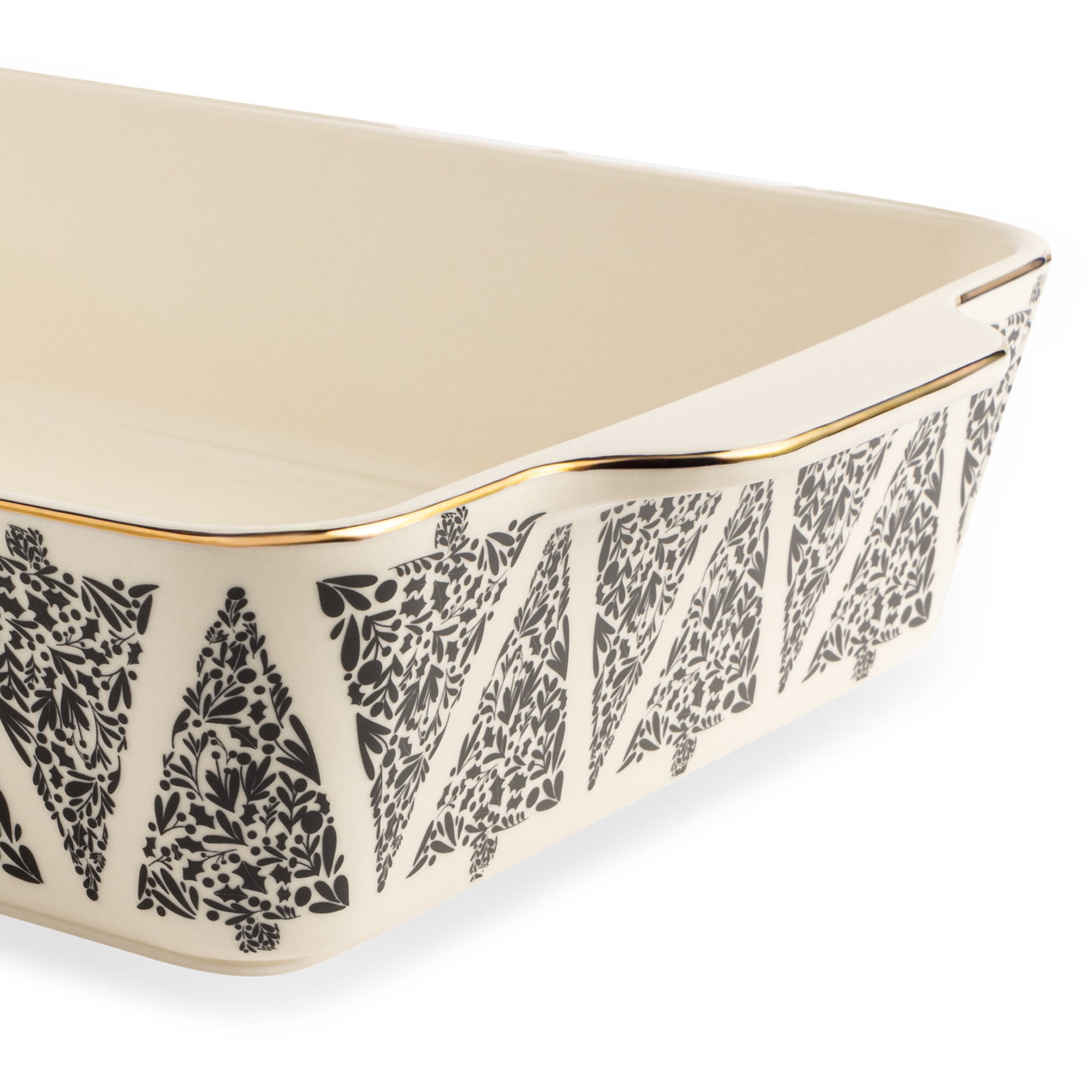Thyme & Table Ceramic Baking Dish with Silicone Spatulas, Tree Pattern