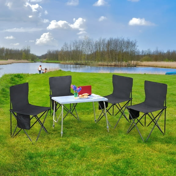4pcs Portable Outdoor Camping Chairs, Foldable Adult Camping Chairs, For Picnicking, Hiking, and Fishing,Black