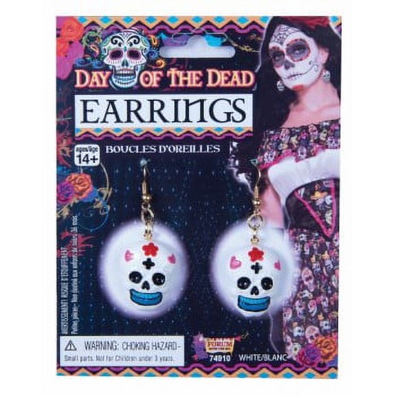 DAY/DEAD SKULL EARRINGS-WHITE