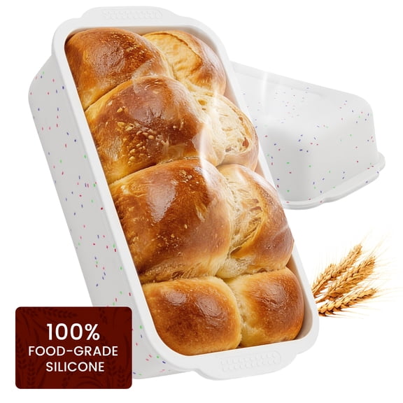 CAKETIME 2 Pcs Silicone Bread Loaf Pan Nonstick Silicone Loaf Pans for Baking Large Bread Mold with Metal Reinforced Frame