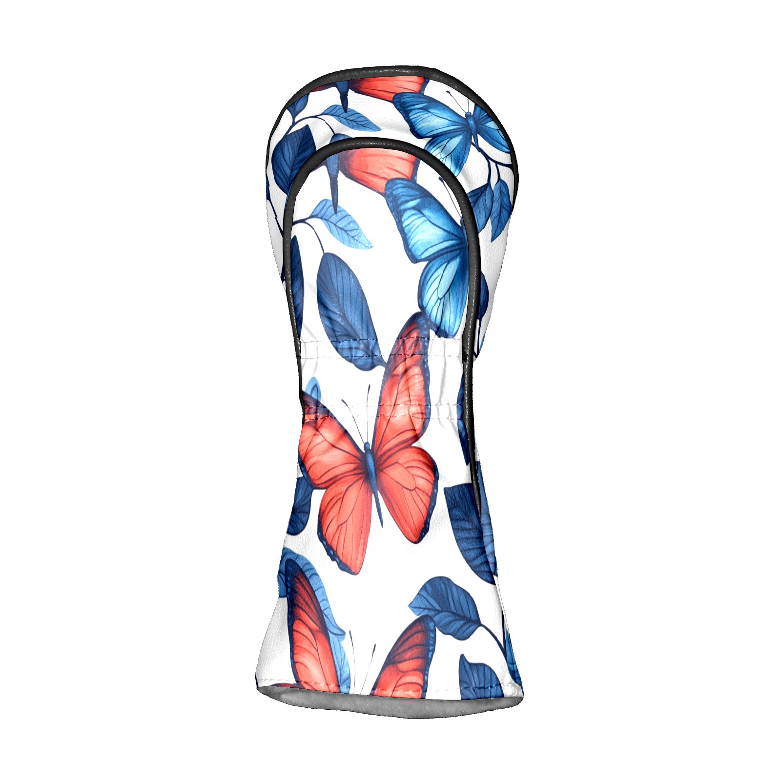 Golf Club Covers PU Leather Waterproof Head Covers for Fairway Woods Hybrids Red And Blue Butterfly