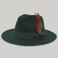 thumbnail image 2 of Classic Fedora Hats for Men  Women Wide Brim Felt Hat Panama Dress Manhatta Fedora Hat with Feather Band Black Gentleman Hat, 2 of 4