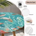 thumbnail image 3 of Brown Sea Turtle Coastal Round Tablecloth for 36-44 Inch Tables,Fitted Table Cover with Elastic Edge,Teal Summer Beach Coral Nautical Waterproof Outdoor Table Cloth Protector for Patio Garden Dinner, 3 of 9