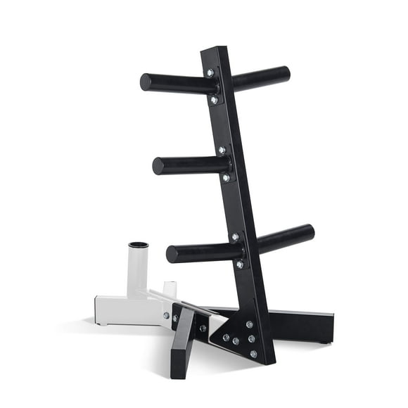 CAP Barbell Olympic Plate Tree Storage Rack for Weights and Bar, White