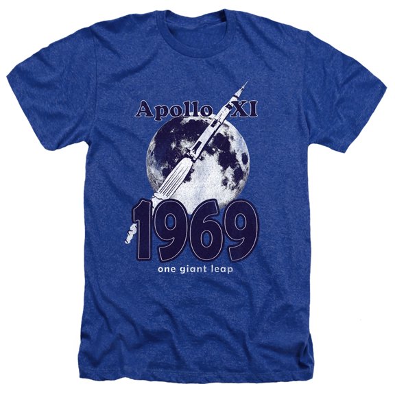 Nasa One Giant Leap Adult Heather T-Shirt Royal Blue