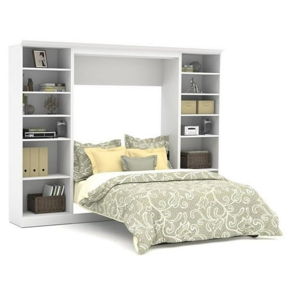 Atlin Designs Contemporary Wood Full Murphy Bed & 2 Closet Organizers in White