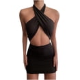 thumbnail image 1 of Mode Femmes Sexy Creusent Été Solide Licol Sans Manches Mini Robe, 1 of 5