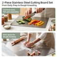 thumbnail image 2 of TJ POP Stainless Steel Cutting Board Set with Lip, 2 Pack 16" & 24" Metal Chopping Boards for Kitchen Countertop, Non-Slip Food Prep Boards for Meat & Vegetables, 2 of 8