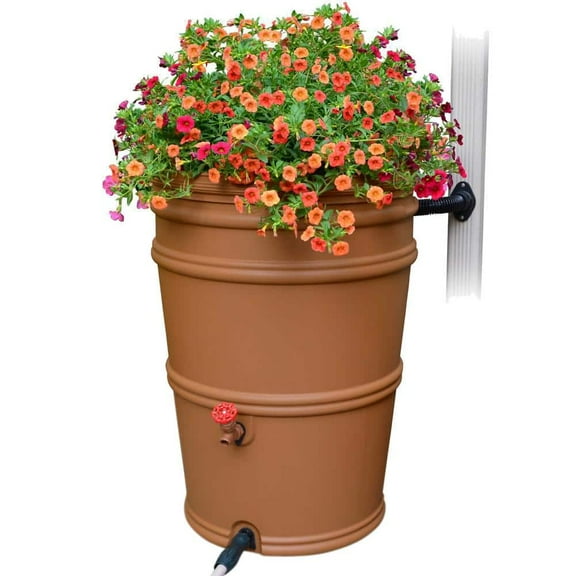 RainStation 45 Gal. Terracotta Rain Barrel with Diverter