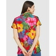 thumbnail image 2 of Stylore Womens Hawaiian Shirt Short Sleeve Blouse Big Hibiscus Red L, 2 of 7