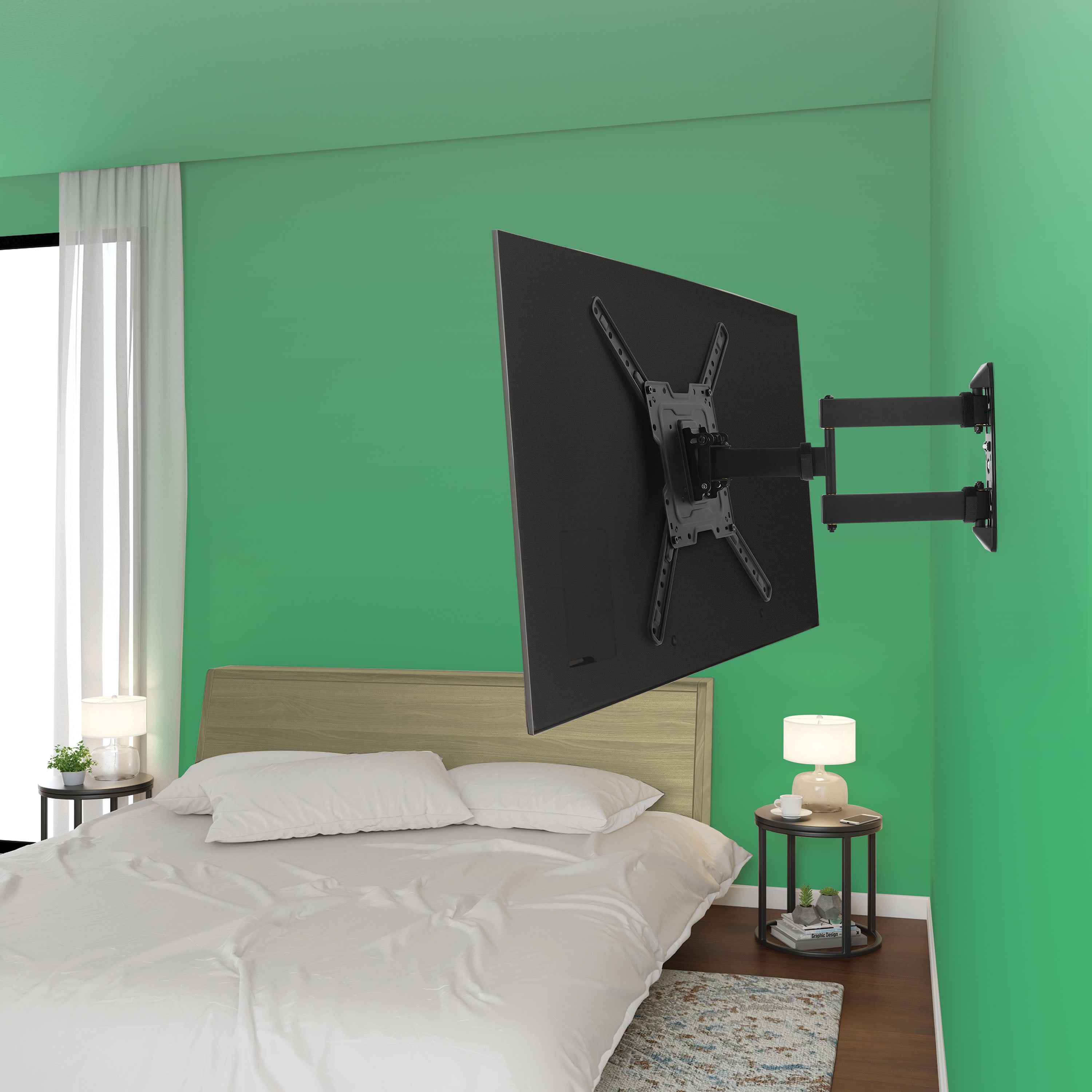 onn Full Motion TV Wall Mount for 19" to 50" TVs, UL Listed, swivel ±45°, up to +5/-15°Tilting