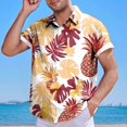 thumbnail image 4 of Mens Manga Corta Botón Abajo Camisas Casual Suelto Impreso Cardigan Girar Cuello Blusa, Transpirable para el Entrenamiento, 4 of 6