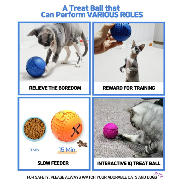 Dog Puzzle Treat Toy, Interactive Toy for Puppy Small Medium Breed Dogs, Treat Dispensing Ball Slow Feeder for Teeth Cleaning, Dog Chew Toy for