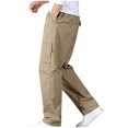 thumbnail image 4 of Yaoyar Men's Elastic Waist Cargo Pants,Solid Casual Pocket Loose Fit Lightweight Workwear Pull On Pants Gray L, 4 of 5