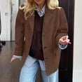 thumbnail image 6 of WTOBBY Women's Fashion Solid Color Retro Jacket with Oversized Fit and Pockets, Long Sleeve Casual Blazer Style,Coffee M, 6 of 7