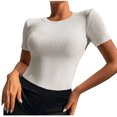 thumbnail image 1 of Blusa superior sexy de manga corta sólida con cuello redondo de verano para mujer con estilo OAVQHLG3B Store lin121212, 1 of 5