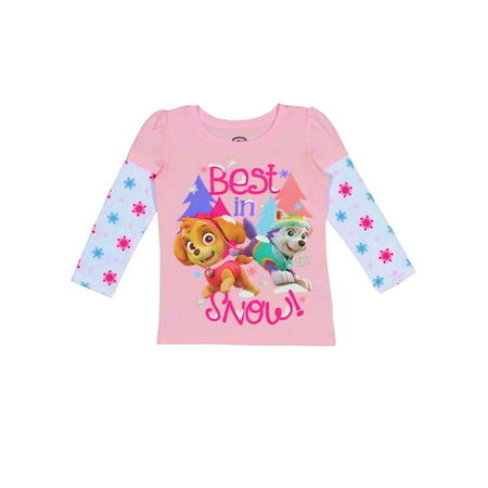 Paw Patrol Toddler Girl Pink Best In Snow! Holiday T-Shirt Skye Everest (Best Snowshoes For Beginners)
