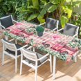 thumbnail image 2 of Eucalyptus Trucks Table Cloths for 8 Foot Rectangle Tables, Spring Farmhouse Floral Leaves Pink Plaid Patio Waterproof Elastic Fitted Tablecloths, Washable Rectangular Table Cover for Camping, 2 of 8