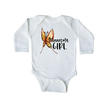 

Inktastic Minnesota Girl- Butterfly Gift Baby Girl Long Sleeve Bodysuit