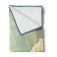 thumbnail image 2 of Vintage Soft Flannel Fleece Throw Blanket, Sky Looks Like Dream Space with Sun Rays Celestial Miracle Atmosphere Photo, Cozy Plush for Indoor and Outdoor Use, 50" x 60", Blue White, by Ambesonne, 2 of 5