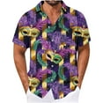 thumbnail image 1 of Blusa y camisa de manga corta con cuello vuelto para hombre, camisa de cuello abotonado con estampado de carnaval, blusa de longitud media para hombre, 1 of 8