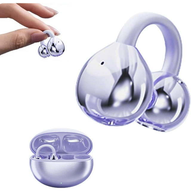 HLONK Open Ear Ear Clip On Earbuds Wireless Bluetooth Ear Cuff Clip On Ear Buds Headphones Bone Conduction Earbuds Out of Open Ear Headphones Ear Buds Bone Conducting