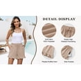thumbnail image 5 of TEMOFON Summer Shorts for Women Elastic Waist Casual Shorts with Pocket Lounge Solid Color Khaki Pleated L, 5 of 8