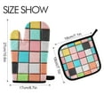 thumbnail image 2 of Yayeee Oven Mitts and Pot Holder Set of 2 Heat Resistant Kitchen Gloves Baking Hot Pad, Colorful Checkered Pattern, 2 of 5