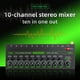 thumbnail image 2 of Mezclador de Sonido Profesional de 10 Canales, Mezclador de Sonido LED de Bajo Ruido con Luz RGB para Submezcla, Conmutador Estéreo, Enchufe de la UE, 2 of 10